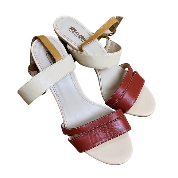 Modpa Tofa Shoes High Heel Sandals Tan Cream Leather Strappy Elegant EU size 37 - Picture 10 of 11